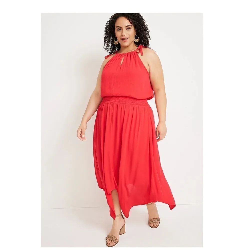 Maurices Red Halter Maxi Dress